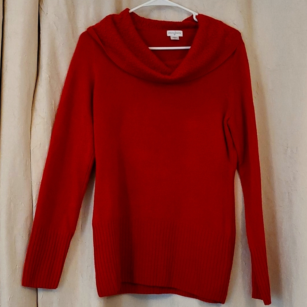 Red cowl neck sweater